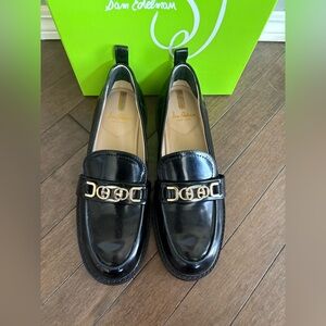 Sam Edelman Black Patent Loafer. Gold/Silver Hardware size 6- brand new with Box